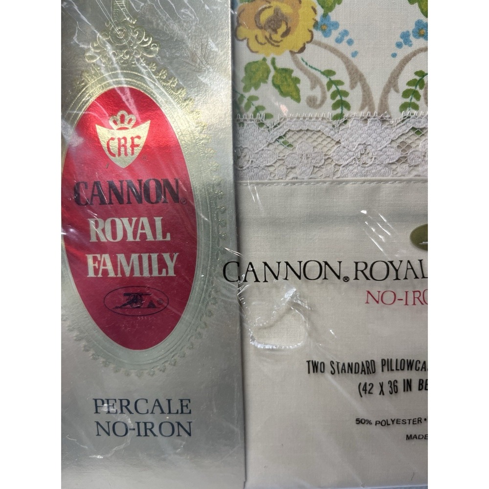 Vtg Cannon Royal Family Bed Set Charleston Filigree Double Flat, Fitted Pillows - Picture 8 of 15